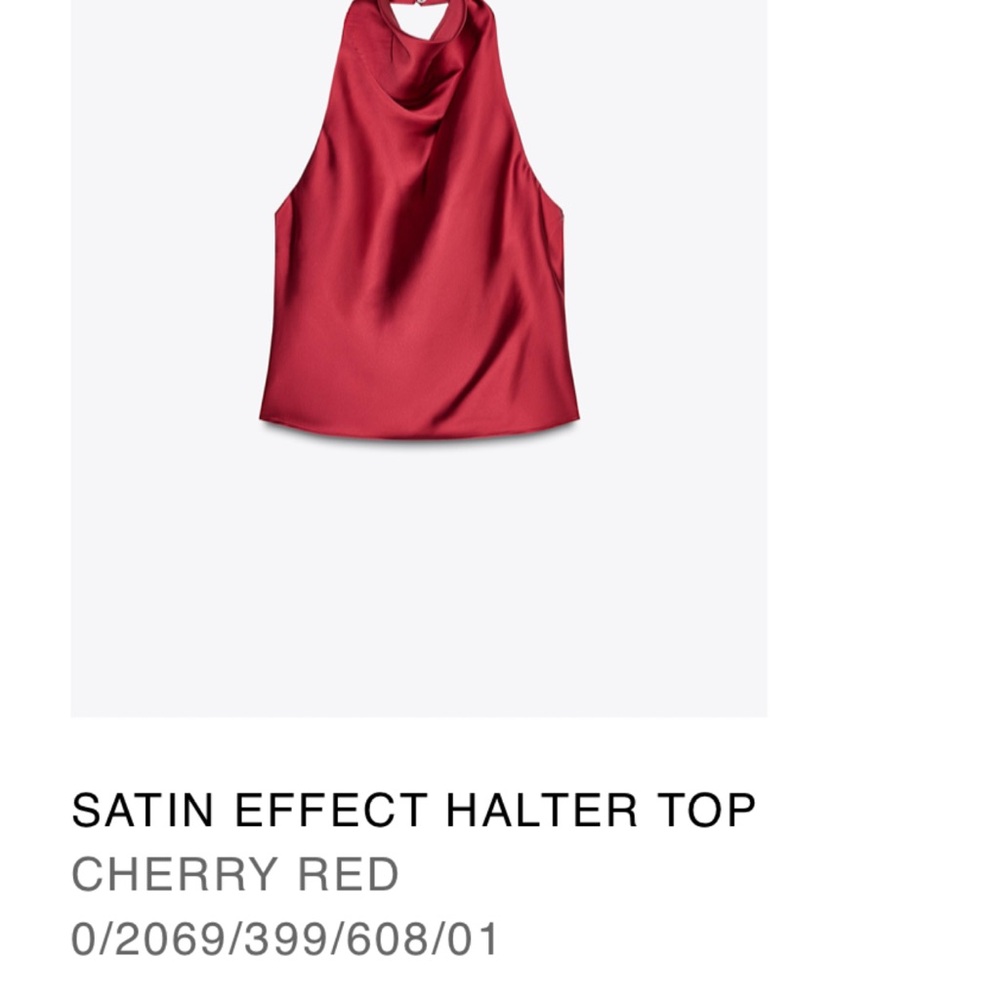 Zara Satin Halter Top - Rich Red